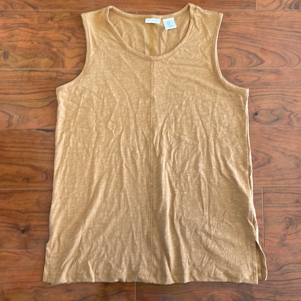 NWOT Max Studio Tan Sleeveless Shirt Top Blouse
